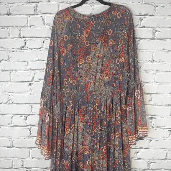 Aveology Floral Earth Angel Maxi Dress 22/24 Flare Sleeve Boho Southwestern - Picture 6 of 13